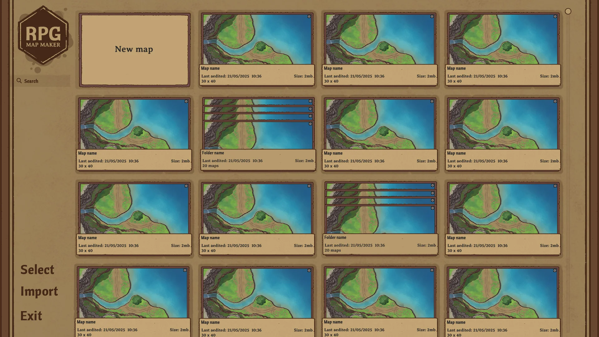 Nimblehold main menu mockup