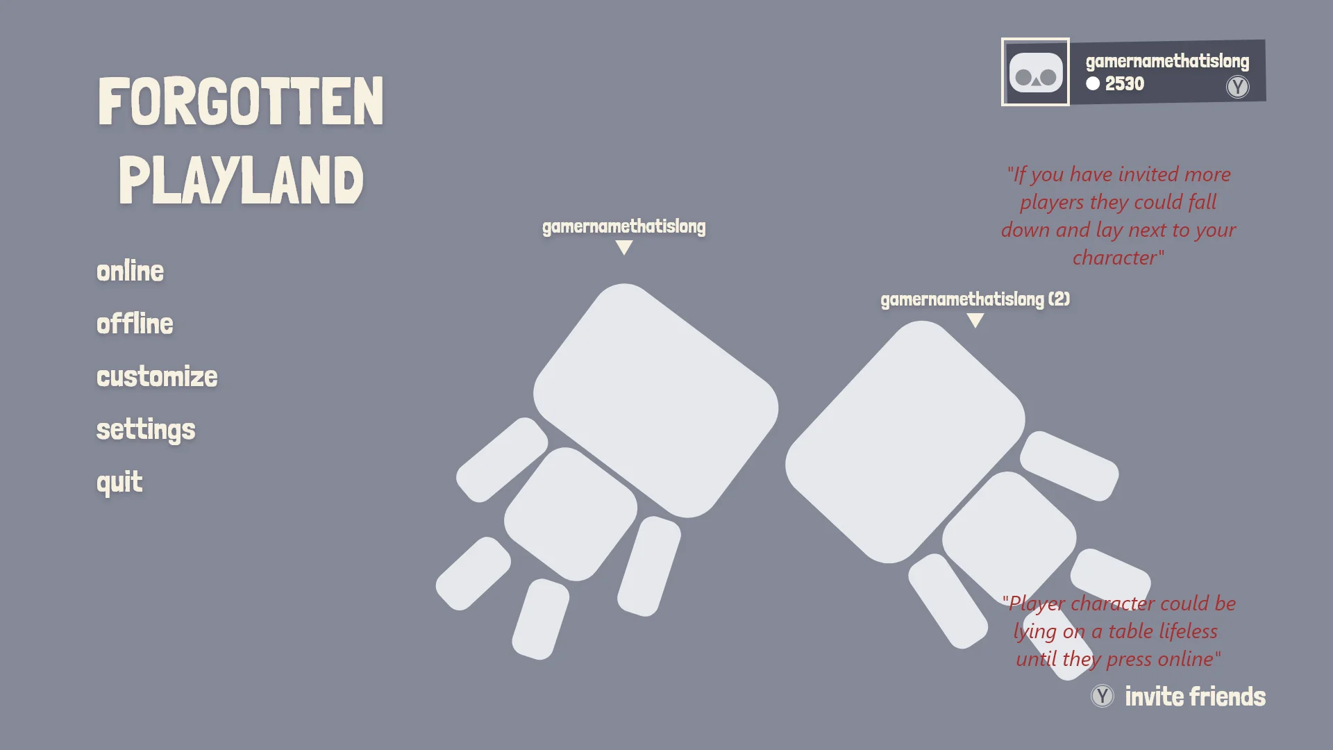 Playland main menu UX