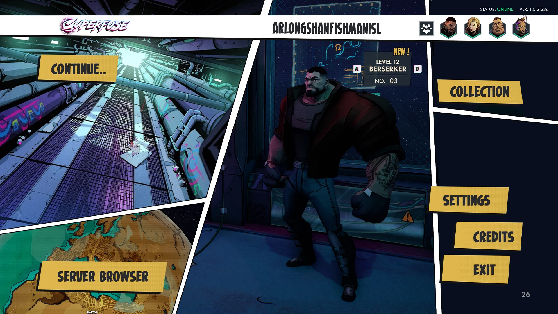 Superfuse main menu mockup 26